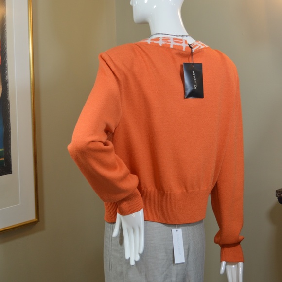 🆕🏷️  St. John Collection Santana Knit Orange  Cropped Cardigan - Picture 11 of 12